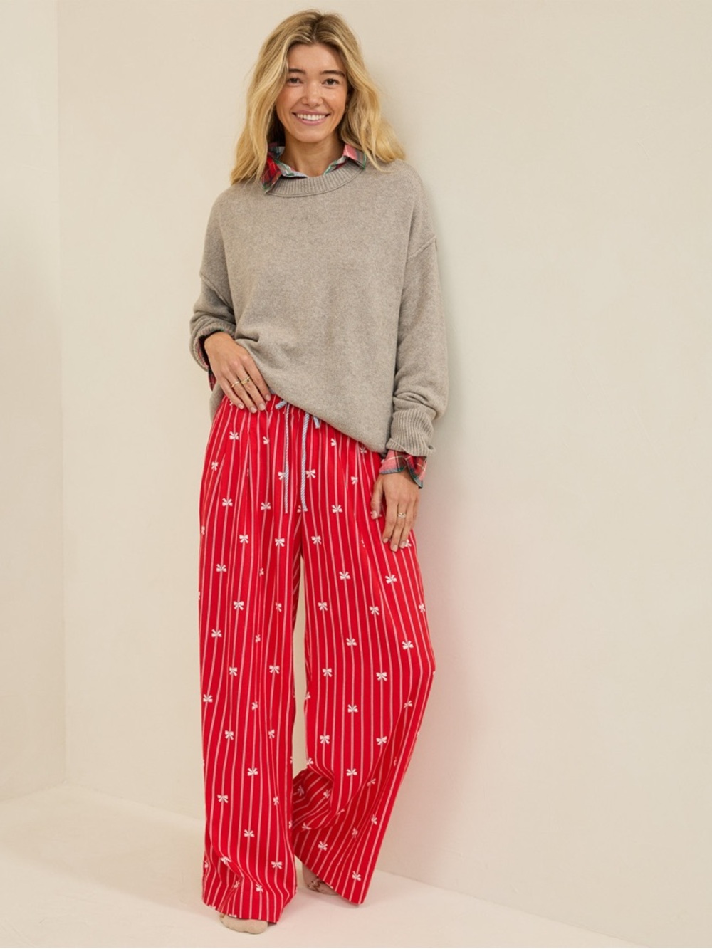 Aerie Street Flannel Trouser PJ, Medium Long